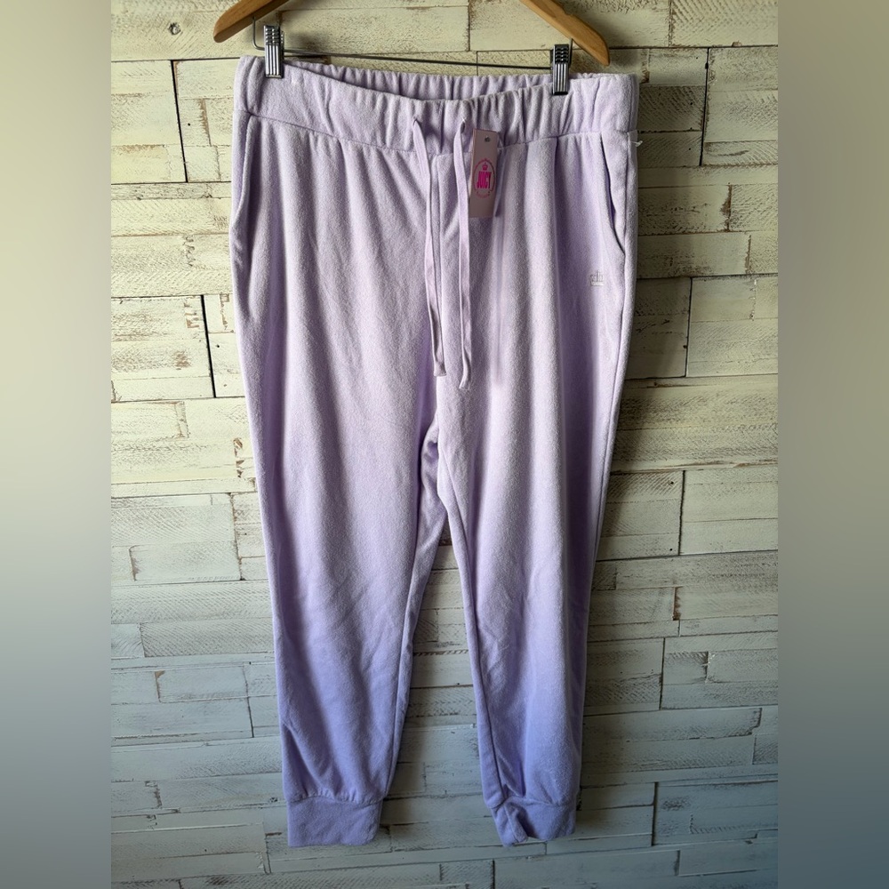 Juicy Couture XL lilac lavender purple terry cloth pants cuffed joggers crown